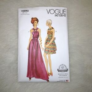 VOGUE V2042 Sz 18-26 Misses 1970s Reprint Dress In 2 Length